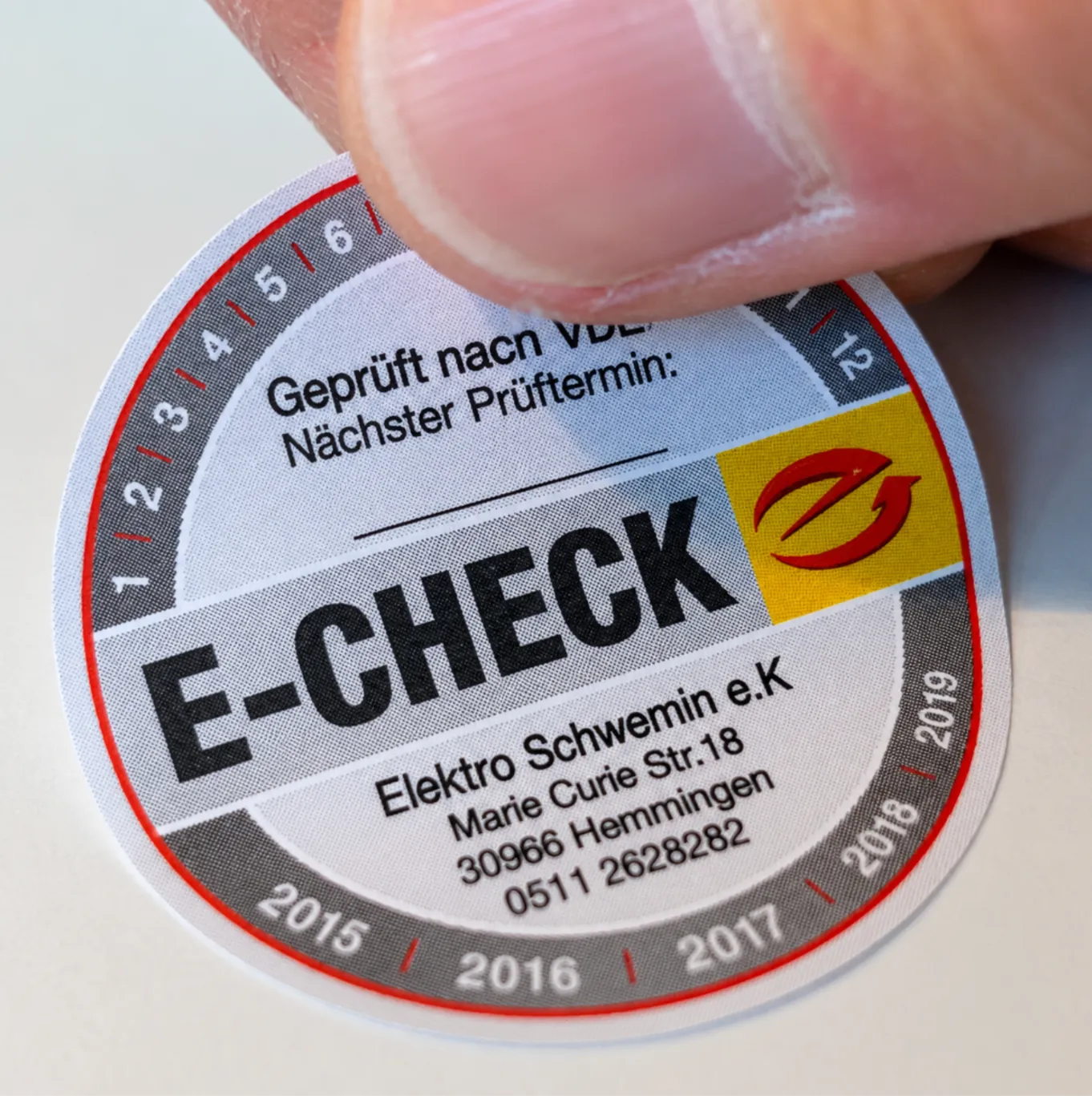 E-Check-Prüfplakette von Elektro Schwemin