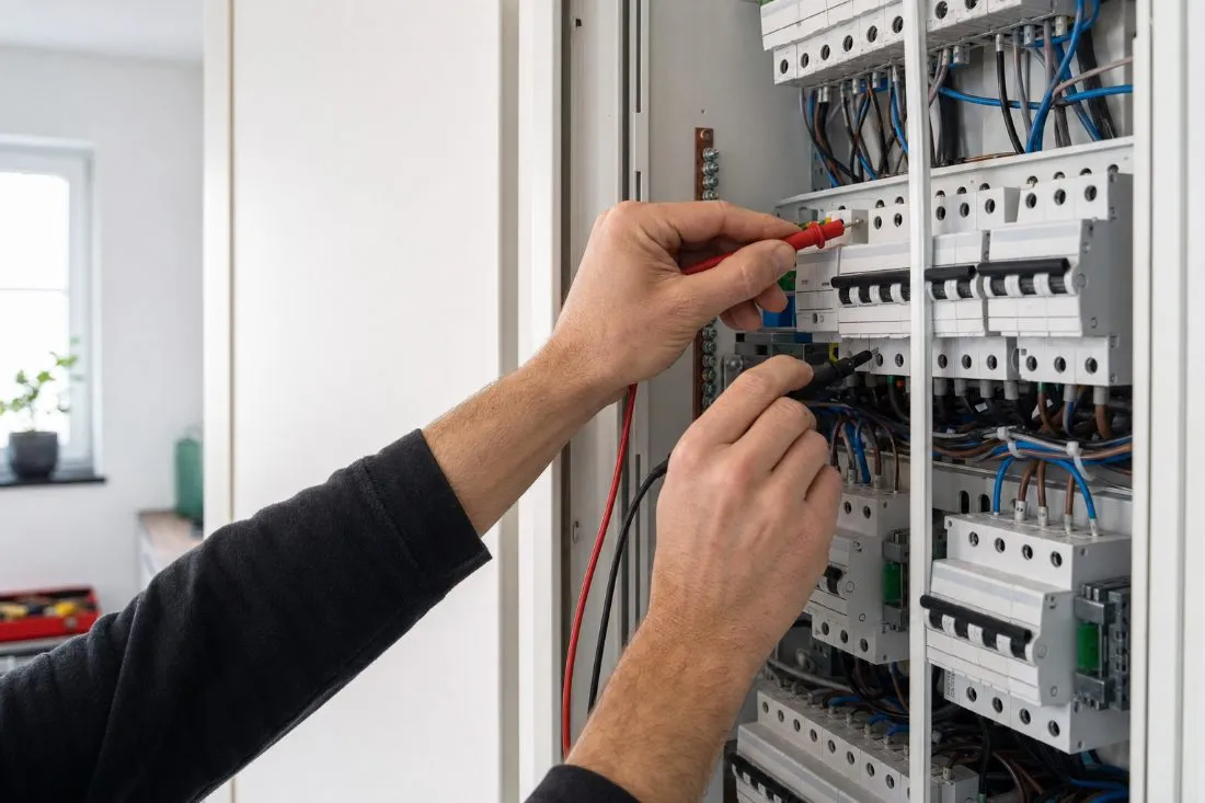 Moderne Elektroverteilung in einem Zählerschrank